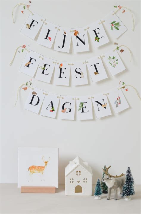 Kerst Printable Slinger Fijne Feestdagen Papertales Design