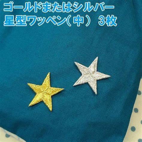 ワッペン ゴールド シルバー 星 中 3枚セット アイロン 刺繍 マーク シンプル プレゼント 服 ワンポイント ハンドメイド 目印