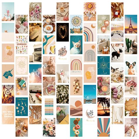 Buy Clothclose 60pcs Peach Teal Wall Collage Kit Aesthetic Pictures