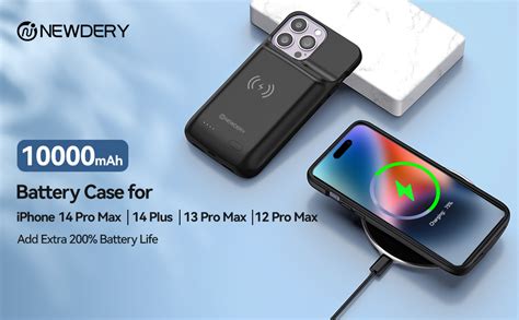 Newdery Battery Case For Iphone Pro Max Plus Mah Qi Wireless