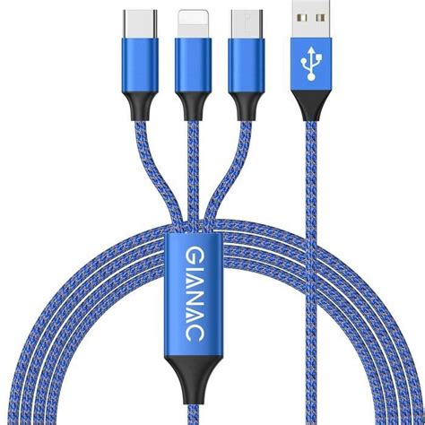 Câble Chargeur Multi Embout 3 En 1 Cable Multi Usb [1 2m] Câble Multi Chargeur De Chargement