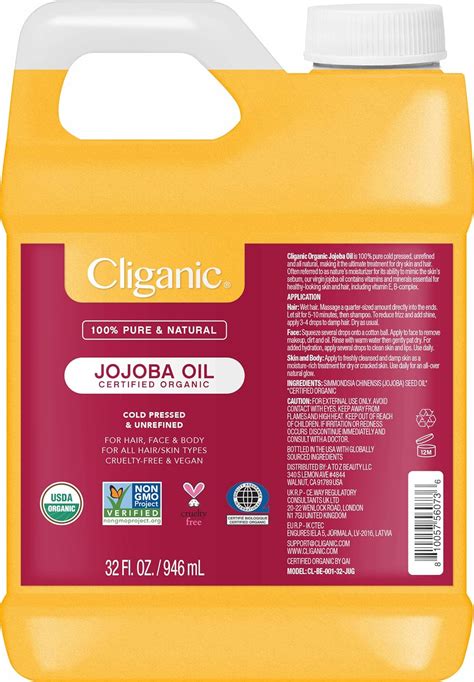 Cliganic Organic Jojoba Oil Bulk 32oz 100 Pure Health