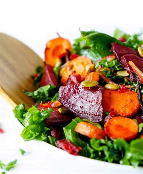 Kale And Beet Salad With Roasted Carrots