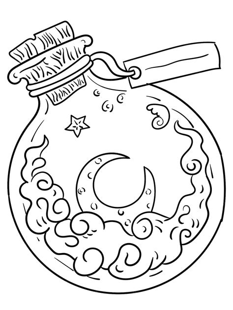 Premium Vector Magic Potion Outline Illustration For Coloring Book