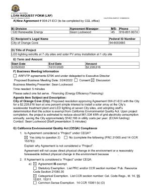 Fillable Online LOAN REQUEST FORM LRF A New Agreement 004 21 ECI