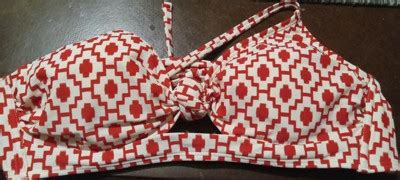 Women S Longline Underwire Knot Detail Bikini Top Shade Shore Red Geo Print Target