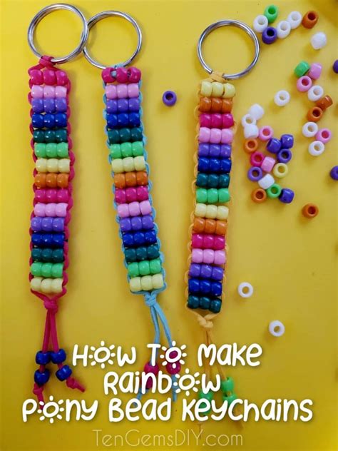 How To Make Rainbow Pony Bead Keychains TenGemsDIY