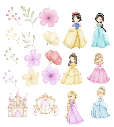 Kit Digital Princesas Disney Aquarela Elo Produtos Especiais