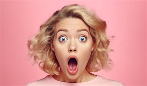 Premium Photo Shocked Impressed Blond Woman Lady With Mouth Wide Open In Surprise Reaction