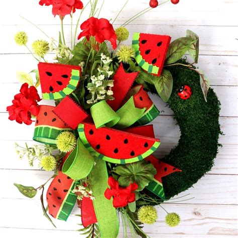 Watermelon Wreaths For Front Door Etsy