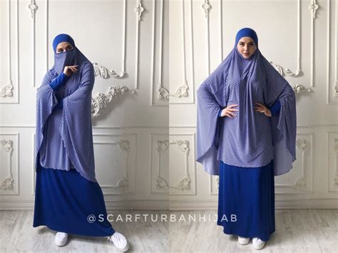 Transformer Blue And White Khimar Houndstooth Jilbab Hijab Nikab