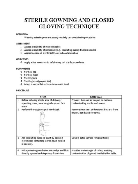 Sterile Gowning And Closed Gloving Technique Pdf Hand Washing Hand