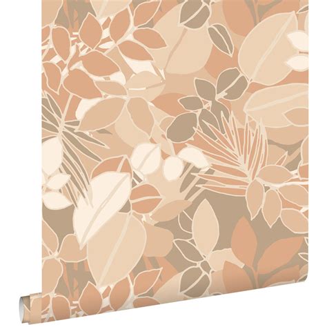 Estahome Behang Bladeren Beige En Licht Terracotta X Cm