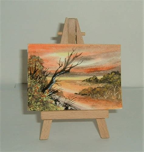 Original Art Aceo Atc Watercolour Sunset Landsc Folksy