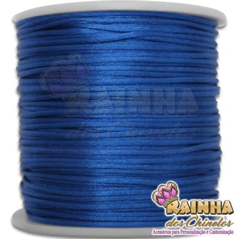 Cordão de Cetim Fio de Seda Rabo de Rato Liso Azul Royal 1mm Rainha