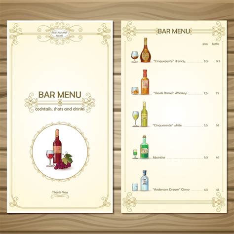 Premium Vector | Bar menu template