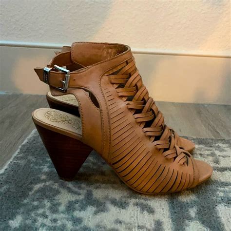 Vince Camuto Woven Leather Stack Heeled Sandal Gem