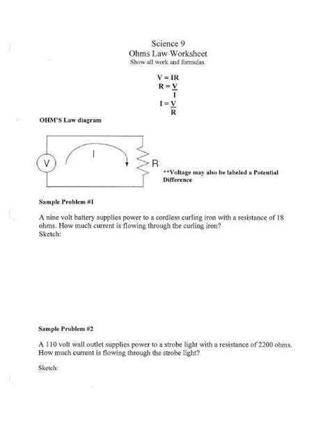 Free Ohm S Law Worksheet Download Free Ohm S Law Worksheet Png Images Free Worksheets On