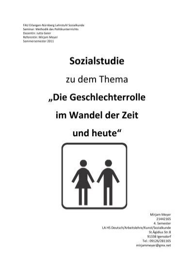 Die Geschlechterrolle Im Wandel Der Zeit Und Heute