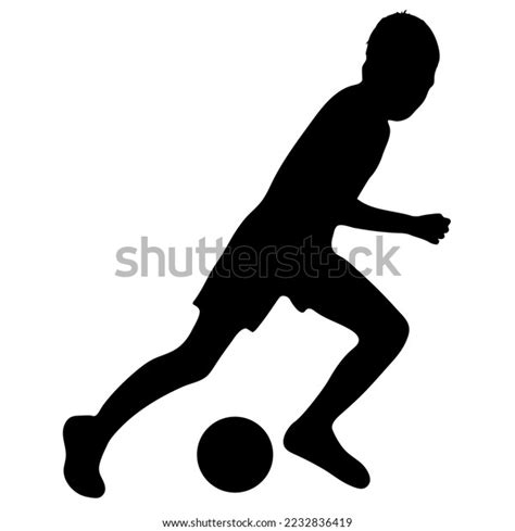 Silhouette Football Player Boy Kicking Ball Stock Vector (Royalty Free ...