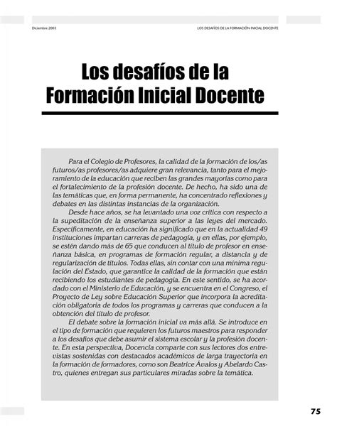 Los Desaf Os De La Formaci N Inicial Docente Revista Docencia