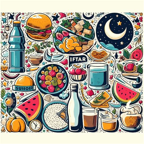 L Illustration Vectorielle De La Nourriture De L Iftar Du Ramadan