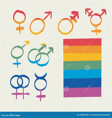 Vector Set Of Symbols Of Sexual Minorities Rainbow Colored Symbols