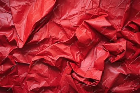 Premium Photo Overhead Shot Of Crumpled Red Craft Paper