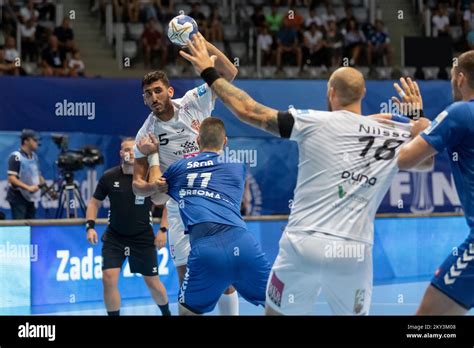 Omar Yahia Of Veszprem And Zvonimir Srna Of Ppd Zagreb During The Final