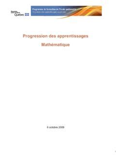 Progression Des Apprentissages Math Matique Progression Des