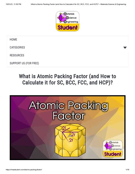 What Is Atomic Packing Factor And How To Calculate It For Sc Bcc Fcc And Hcp What Is