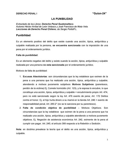 La Punibilidad G Derecho Penal I Guion La Punibilidad