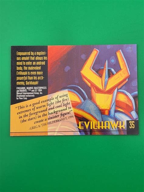 1994 Marvel Masterpieces Gold Foil Signature Series Evilhawk Card 35 EBay