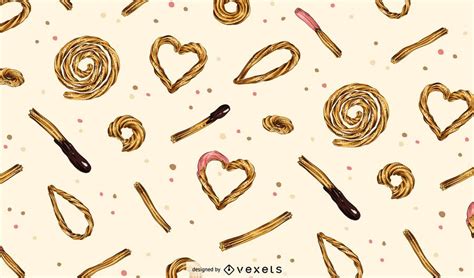 Awesome Patter Design Featuring Detailed Illustrations Of Churros In