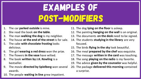 30 Examples Of Post Modifiers