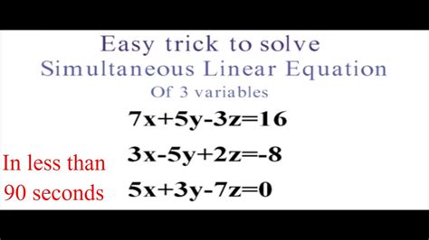 System Of Equations With Three Variables