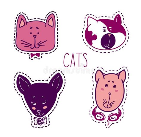 Set Of Cats Heads Face Vector Illustration Stock Vector Illustration