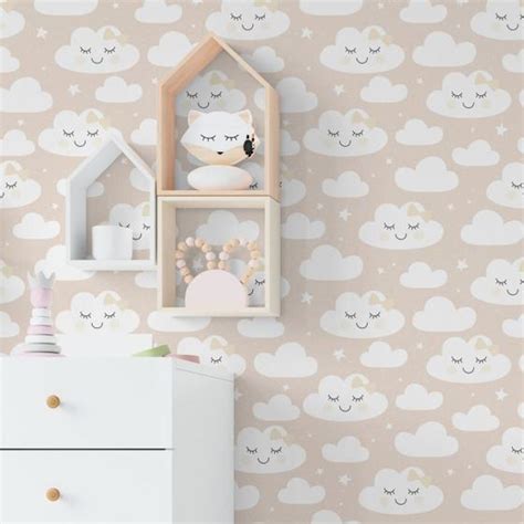 Papel De Parede Adesivo C U Nuvens Nude Quarto Infantil M Deliquadros Papel De Parede E