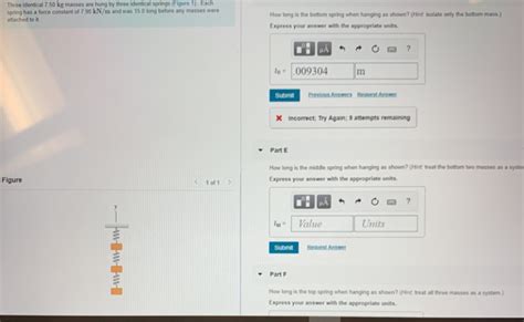 Solved Three Identical 7 50 Kg Masses Are Hung By The Chegg