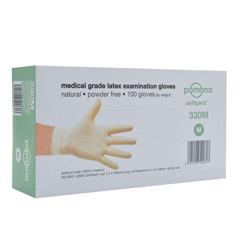 Pomona Medical Grade Latex Examination Powder Free Gloves Small 100pa