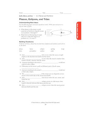 Phases Eclipses And Tides Worksheet Pdf Eclipse Tide Worksheets