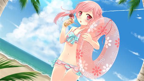 Beach Bikini Blush Bow Food Ice Cream Ifnil Loli Navel Original Pink