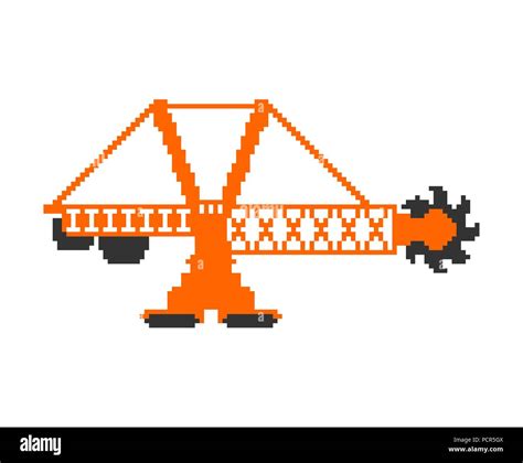 Bucket Wheel Excavator Pixel Art Bit Heavy Equipment Vector