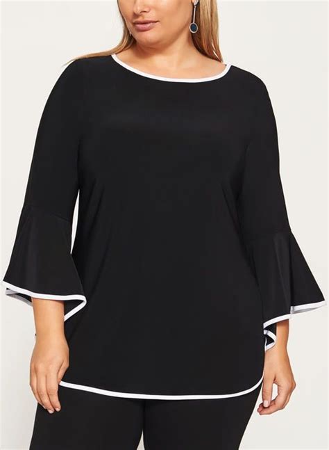 Frank Lyman Ruffled Bell Sleeve Tunic Top Black Hi Res Tunic Tops Bell Sleeves Tunic Tops