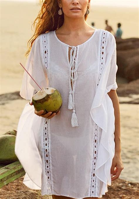 White Kaftan Beach Cover Up White Kaftan Kaftan Top Beach Covers Trendy Tops Lace Overlay