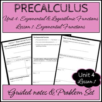 Precalculus Unit Lesson Exponential Functions Tpt