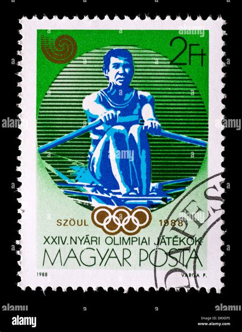 Postage Stamp From Hungary Depicting A Rower Issued For The 1998 Summer