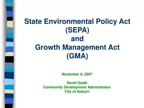 PPT State Environmental Policy Act SEPA And Growth Management Act