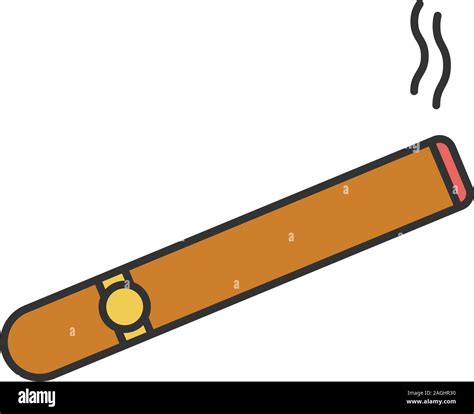 Burning Cigar Color Icon Cigarette Smoking Area Isolated Vector