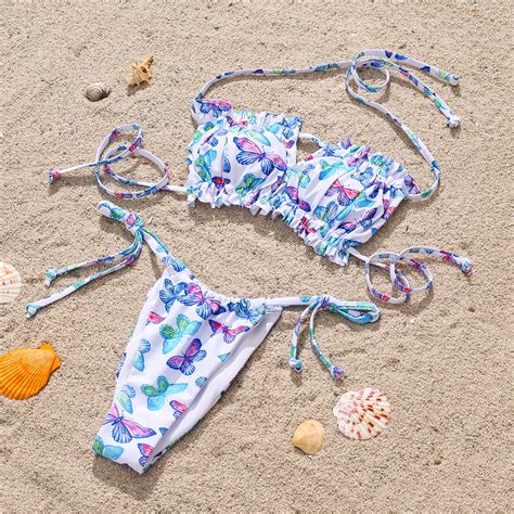 Us Sexy Strapless Butterfly Print Bikini Dobikinis